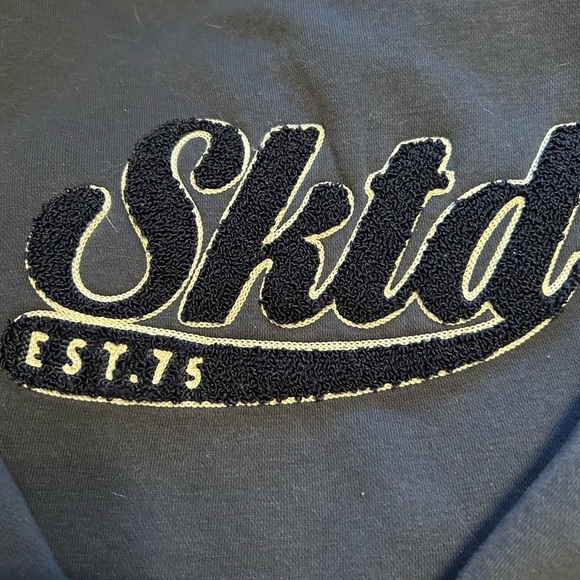 Zara Navy Blue Crewneck Sweatshirt with Embroidered 'Sktd' Logo - Picture 2 of 3